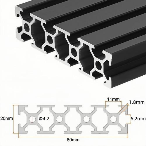 2080 aluminum profile dimension drawing 20mm x 80mm