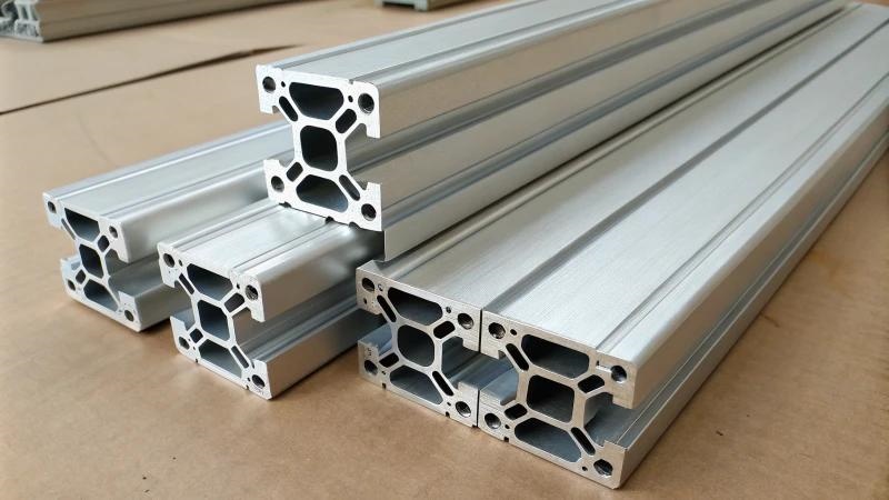 40120 aluminum T-slot profile detail with anodized surface