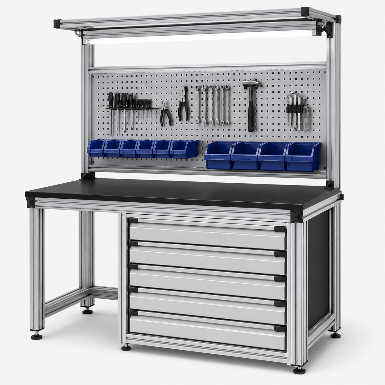 aluminum drawer workbench with modular frame
