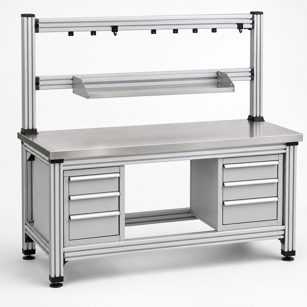 custom aluminum workbench with drawers and storage cabinet