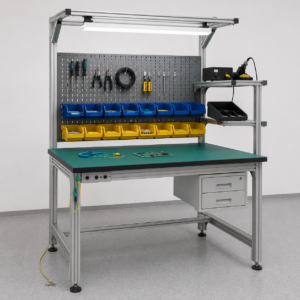 ESD aluminum workbench with anti-static tabletop