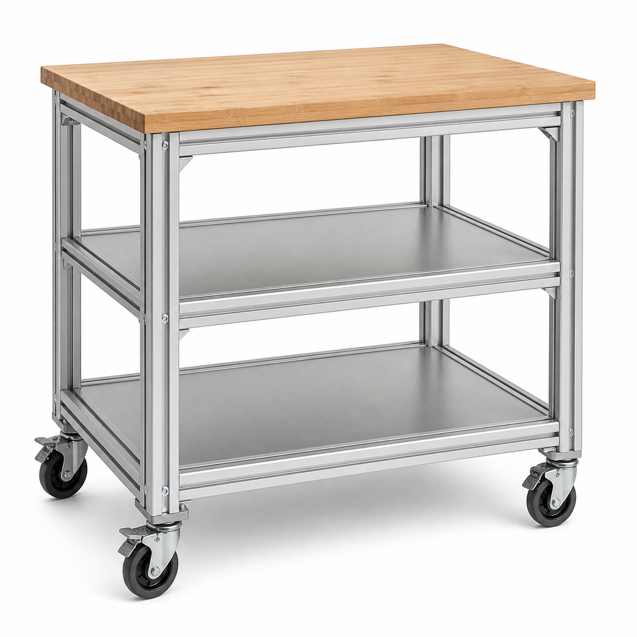 heavy duty mobile aluminum workbench with locking casters