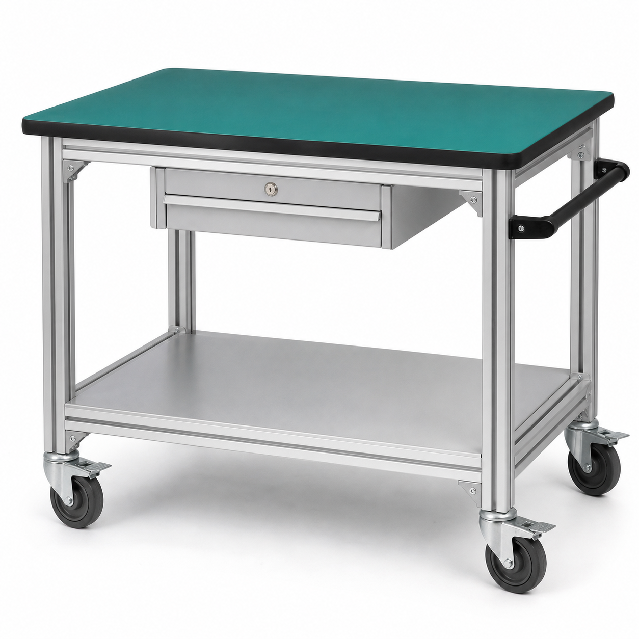 mobile aluminum workbench with drawer and caster wheels
