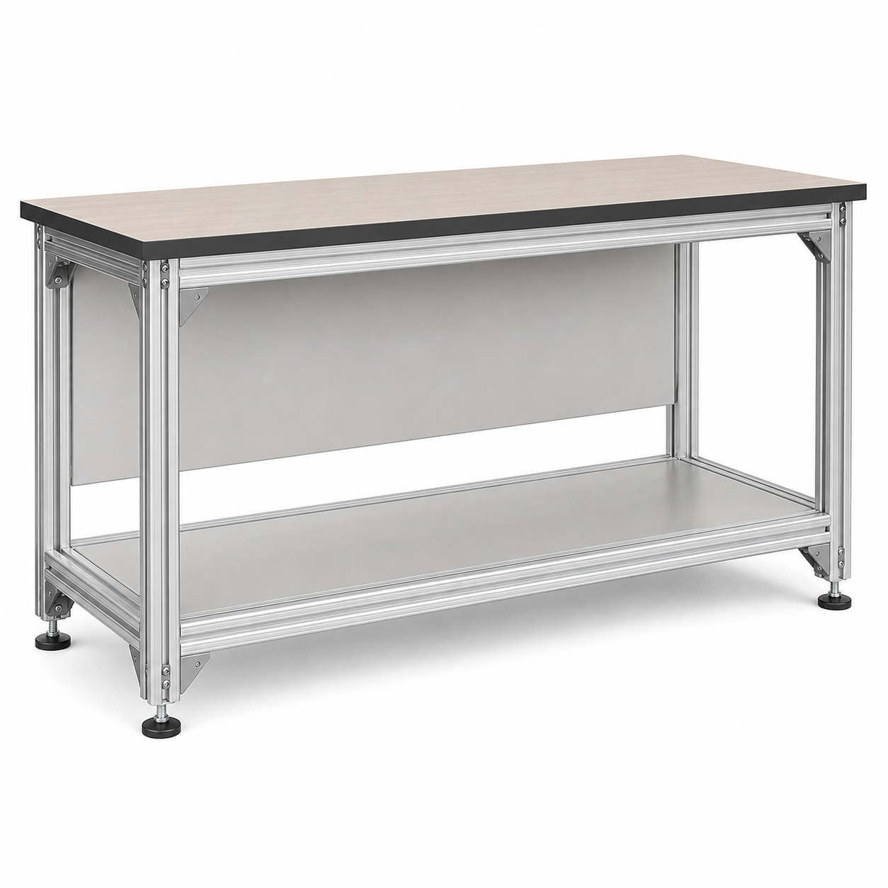 modular aluminum workbench with T-slot frame system